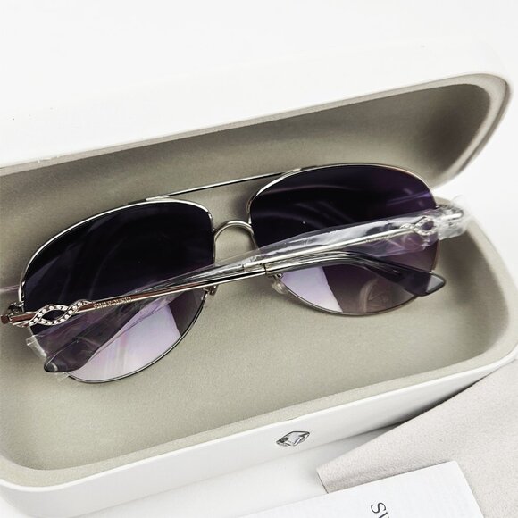 Swarovski SW100-16B Finn Aviator Silver/Lilac Sunglasses w/Case • 61-12-135 main image 8
